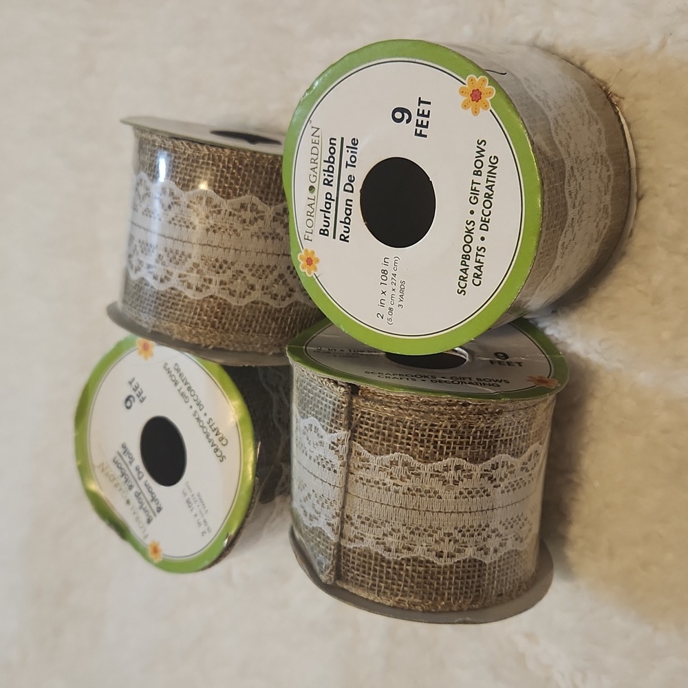 FLORAL GARDEN Crafting burlap and lace ribbon NEW!!!!